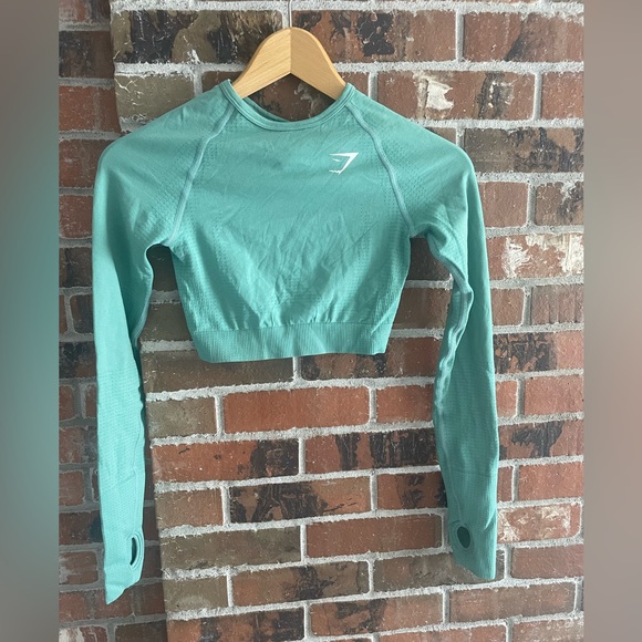 Gymshark Aqua Long Sleeve Crop Top - Picture 1 of 5